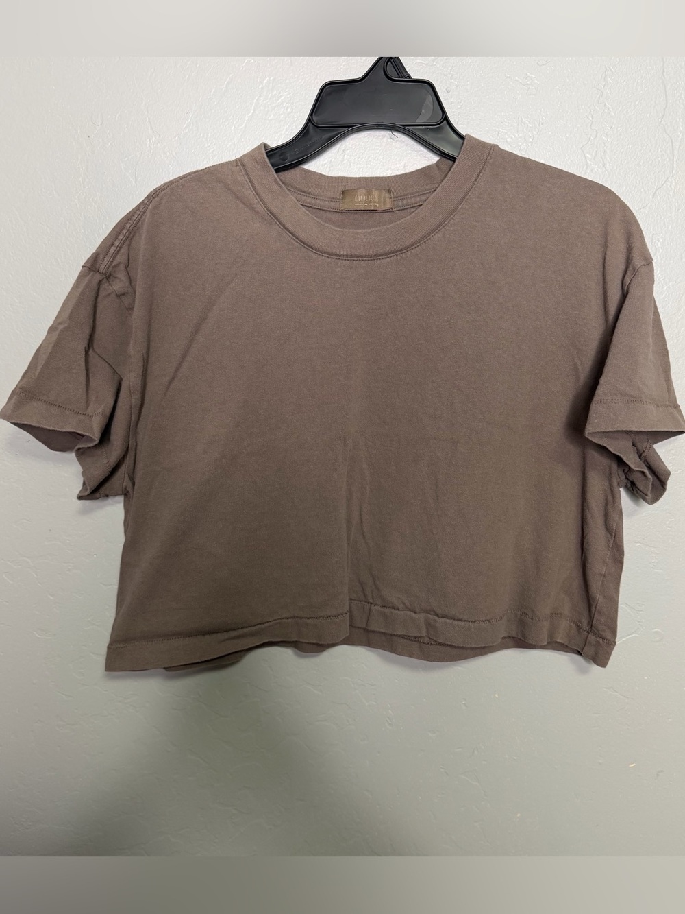 nuuds Brown Cropped Boxy Crewneck T Shirt 100% Cotton Womens Medium M